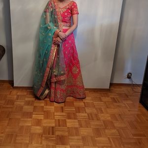INDIAN PINK AND SEA GREEN LENGHA